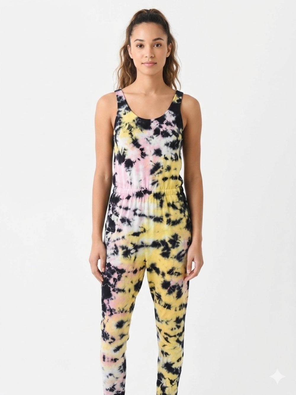 Electric & Rose Tie Dye Jumpsuit Onyx & Multi Sunset Hues Size S artisanal boho